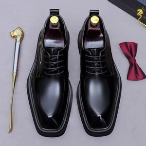 Nouvelles Chaussures Habillées en Cuir Véritable pour Hommes, Style Carré, Grande Taille 37-46, Respirantes, Légères, Antidérapantes, Décontractées et de Bureau - Product Image 3