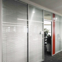 EBUNGE Cloison en verre avec cadre en aluminium sur mesure de 65 mm pour bureau, salle de conférence, villa