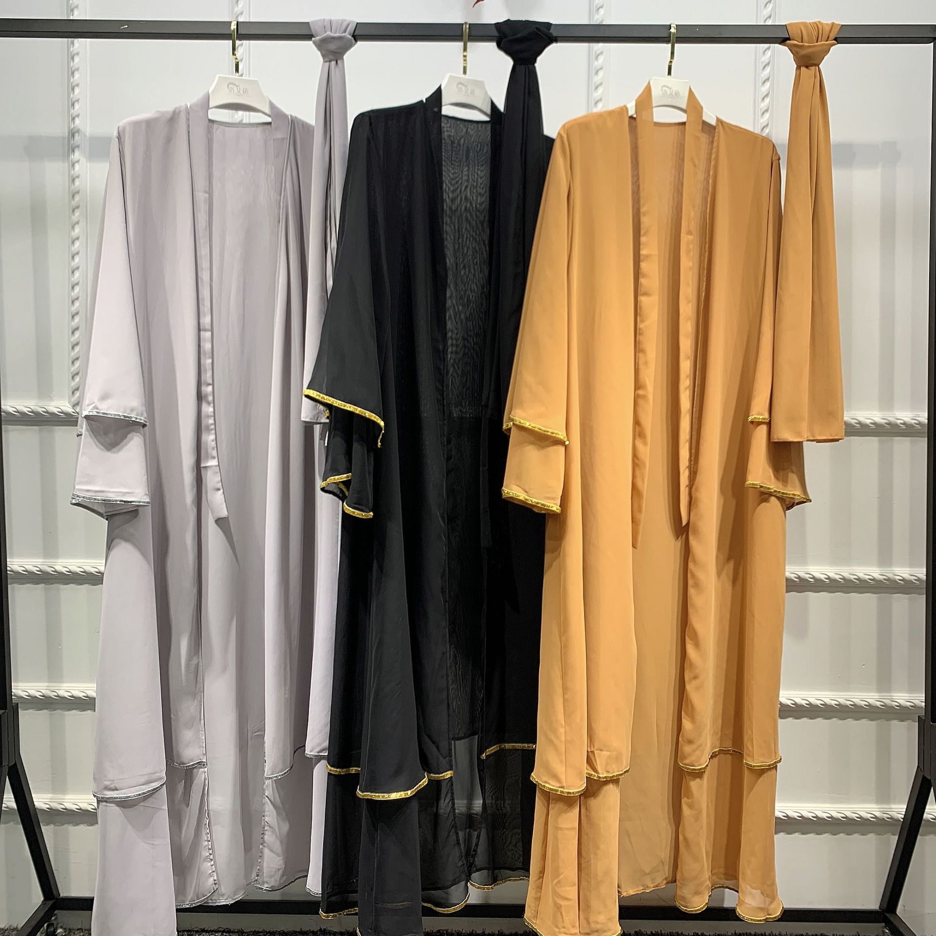 SIPO Open Abaya Dubai Kimono Cardigan Plain Muslim Hijab Dress Turkey Pleated Abayas for Women African Islam Clothing