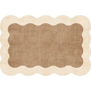 Tapis personnalisable de forme originale, couleur unie, velours bouclé crème, décoration intérieure Printemps 2026 pour salon et chambre - Product Image 1