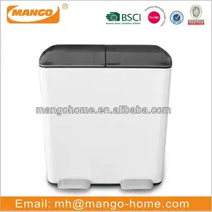 60L Litre Stainless Steel 2 Compartment Recycling Waste Trash Rubbish Pedal Bin