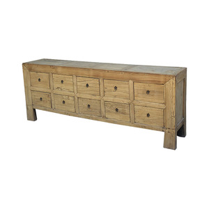 خزانة جانبية من خشب الدردار الصلب على الطراز الآسيوي الصيني، أثاث غرفة المعيشة، خزائن عتيقة من الدردار الطبيعي القديم - Product Image 2