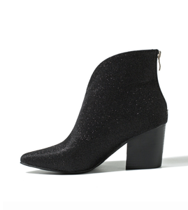 Bottines à talons hauts en forme de V et paillettes pour femmes Or Argent Fermeture éclair Pointed Toe Automne Hiver Cheville courte Femme Botas - Product Image 3