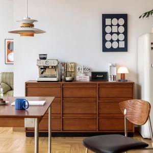 Commode rétro à neuf tiroirs en buis massif, armoire murale pour salon, rangement pour chambre à coucher, entrée, style nordique, petit appartement - Product Image 4