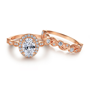 Wholesaler Women's 925 Sterling silver Rose Gold Plated Prong Setting Oval Cut Clear 1.5ct CZ Diamond Frame Engagement <b>rings</b> - Product Image 5