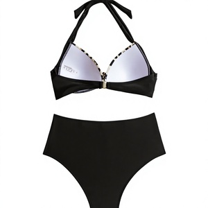 STITCH LAB Ensemble bikini dos nu imprimé léopard pour femme, 2 pièces, taille haute, bordure contrastante, Spandex Polyester, Sublimation personnalisée sur le devant - Product Image 3