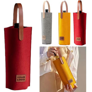 Bolsa de asas de vino de regalo de fieltro de botella individual nevera aislada boda logotipo personalizado - Product Image 1