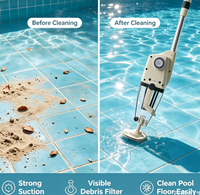 Wiederaufladbarer Handpool- und Spa-Reiniger mit Transparentem Schmutzfilter und Teleskopstange