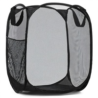 Panier à linge pliable en maille pratique pour la maison, avec ouverture large, poche latérale, respirant et robuste