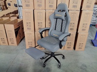 Chaise de Bureau et de Jeu Ergonomique de Luxe en Cuir Noir et Gris de Haute Qualité avec Soutien Lombaire Réglable