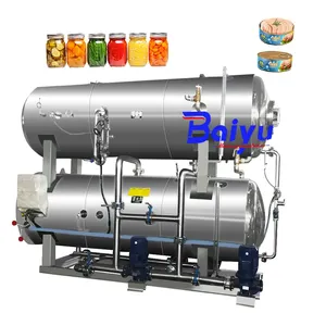 Baiyu Nồi hấp nhiệt độ cao tinplate lon lọ thủy tinh đóng gói thịt Snack khử trùng máy công nghiệp thực phẩm vặn lại