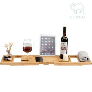 Plateau de baignoire en bambou extensible et durable Plateau de baignoire de luxe avec baignoire latérale extensible Plateau organisateur de bain de haute qualité - Product Image 4