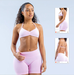 Pantaloncini a vita alta <span class=keywords><strong>da</strong></span> donna <span class=keywords><strong>tuta</strong></span> <span class=keywords><strong>da</strong></span> <span class=keywords><strong>ginnastica</strong></span> 2 pezzi allenamento sportivo Push abiti in tinta unita senza cuciture Yoga set vita alta - Product Image 1