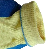 Gants kevlar résistants aux coupures thermiques en aramide jaune enduit de latex froissé bleu