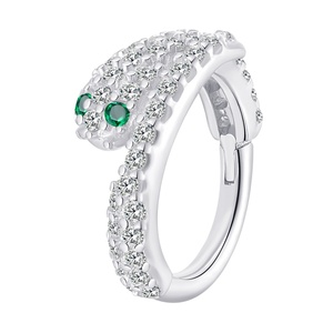 Histoires de piercing 14K véritable or blanc massif serpent pavé CZs nez Septum anneau corps Piercing bijoux - Product Image 4