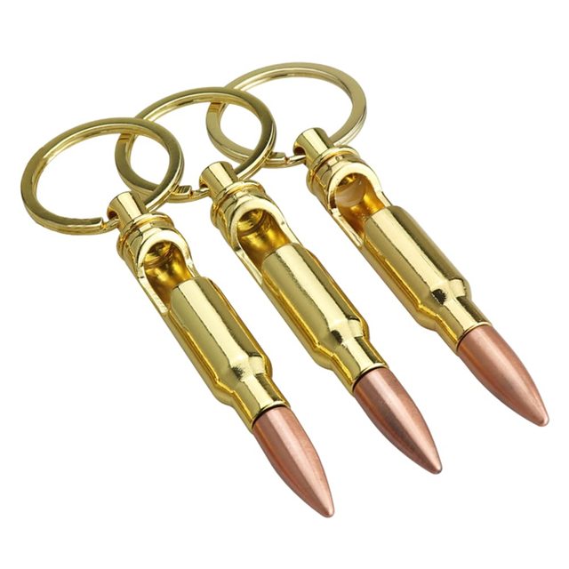 Custom Creative  Bullet Sleeve Bottle Opener Metal Beer Opener Key Chain Gold Funny Bottle Opener