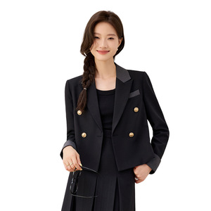 Grey Women's Suit <b>Set</b> Solid Color Anti-Wrinkle <b>Blazer</b> With Pleated Skirt Formal Wear For Interviews And Thesis Defense - Product Image 5