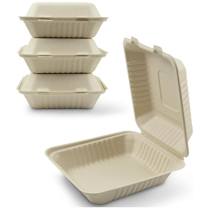 1500ml 9 Inch 100% Biodegradable & Compostable Bagasse Disposable Camping Food Packaging Containers Boxes Waterproof Greaseproof - Product Image 1