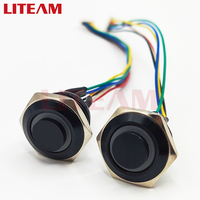 Interrupteur à bouton-poussoir en métal éclairé par LED RVB momentané étanche de 16 mm, 3-6 V, anneau lumineux, corps court, interrupteur en métal avec câble personnalisé