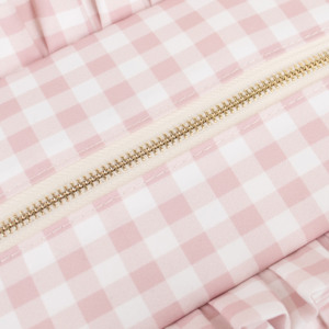 Trousse de Toilette Grande en Coton à Fermeture Éclair pour Femme, Sac de Rangement de Voyage, Trousse de Maquillage à Volants en Gingham - Product Image 3