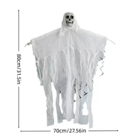 Décoration d'Halloween : squelette suspendu effrayant en gaze déchirée, ornement de crâne effrayant pour la décoration de fête dans une maison hantée