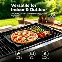 Plateau de cuisson rectangulaire en acier au carbone personnalisé pour pizza, avec poignées, 4 mm, pour restaurant, cuisine domestique, vente en gros