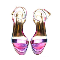 Sandales à talons hauts pour femmes Gradient Purple Lace up Evening Party Bridal Comfortable Arch Support Wholesale Custom
