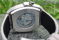 Reloj de Pulsera para Hombre, Esqueleto, Mecánico Automático, Correa de Silicona Cuadrada