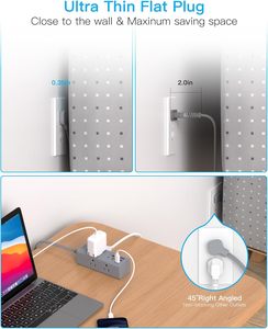 Mifaso Power Strip Surge protettore 6 prese USB porte Flat Plug a parete piccolo Power Strip per viaggi a casa ufficio - Product Image 4