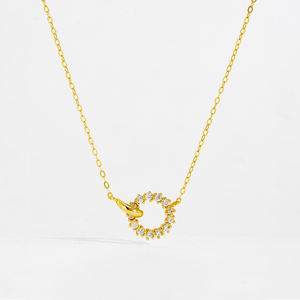 FUAMAY 18K plaqué or cercles creux collier délicat 925 en argent Sterling fleur cercle collier pour femmes saint valentin cadeaux - Product Image 2