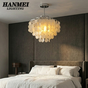 American Modern Design White Lighting Fixture Adjustable Height Suspended Chandelier or Pendant Light HM-Shell <b>Lamp</b>-YW21188 Mode - Product Image 3