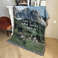 Couverture Jacquard Style Vintage Fabricant Polyester/Coton Tissé Floral Jeter Tapis pour La Décoration Intérieure