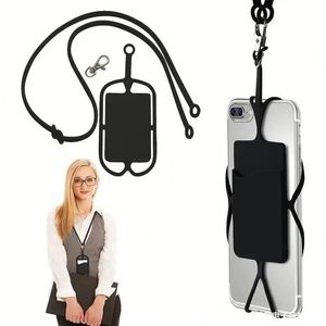 Support universel en silicone réglable pour téléphone, étui avec cordon de cou, sangle pour téléphone portable, collier, support de carte pour téléphone portable - Product Image 4