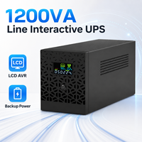 Onduleur interactif en ligne 1200VA avec écran LCD, régulation de tension AVR, protection contre les surtensions, alimentation de secours pour ordinateur, bureau, routeur, TPV, vidéosurveillance