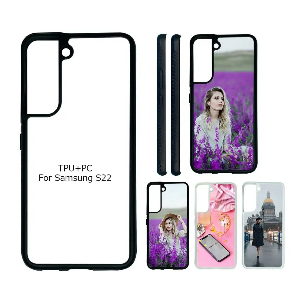 Prosub-funda de teléfono blanca de sublimación para Samsung S22 2d Tpu + pc, protector de móvil con impresión personalizada por sublimación