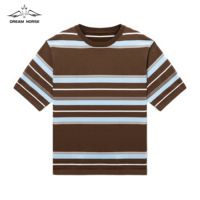 AiNear Vente en gros de logo personnalisé Oem & Odm T-shirt de haute qualité en coton tricoté à manches courtes et à col rond et à rayures pour hommes