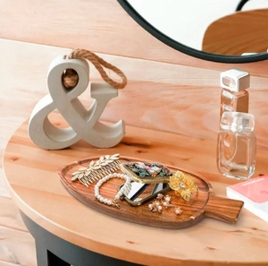 صينية تقديم مخصصة صديقة للبيئة من خشب الأكاسيا على شكل ورقة لعرض الوجبات الخفيفة والفواكه والحلويات والمقبلات مع نقش مخصص كهدية - Product Image 3