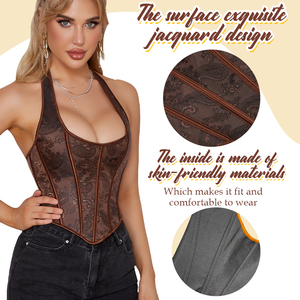 Sexy Crop Top Femmes Hors Bandoulière Vintage Demi Poitrine Taille Cincher Ceinture Shaper Corset Top <span class=keywords><strong>Bustier</strong></span> De Mujer Lingerie - Product Image 3