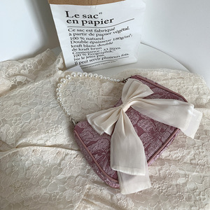 Popular Texture Bags Women's <b>Small</b> Fresh Bow <b>Handbag</b> New Single Shoulder Crossbody Banque Party Date Bags - Product Image 6