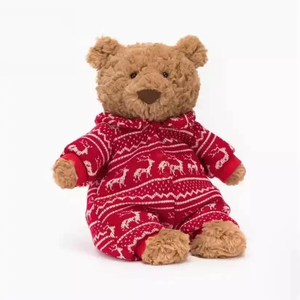 Jelly Cat <strong>UK</strong> for <strong>Christmas</strong> Winter Pajama Bear Plush Cotton Fabric PP Cotton Filling Cute Doll Toy Gift - Product Image 1
