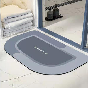 เสื่ออาบน้ำรูปไข่กันลื่นดูดซับน้ำได้ดีสำหรับห้องน้ำห้องครัวทางเข้าประตูสีขาวสีเทาดีไซน์เรียบง่าย ZYB032 - Product Image 1