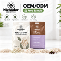 Litière pour chat en tofu parfumée au thé vert OEM, emballée sous vide, agglomérante, faible teneur en poussière, biodégradable, prix de gros