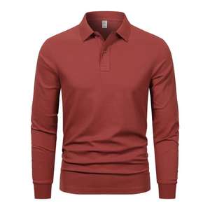 Polo Homme <span class=keywords><strong>Salona</strong></span> Première Classe Décontracté Maillot Respirant Solide Col Rabattu Manches Longues pour Polo - Product Image 2