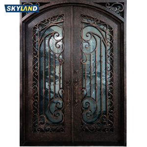 Villa Apartment French Entry Main Exterior Entrance Patio Double Front Wrought <strong>Iron</strong> Door - Product Image 4