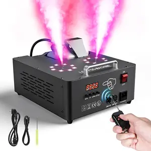 Diskon besar 2000w mesin asap DMX mesin kabut tabung ganda LED RGB dapat diatur dengan pengendali jarak jauh untuk pernikahan Dj tahap pembuat asap