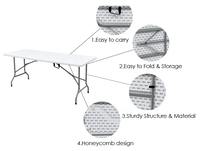 Table pliante haute réglable et portable de 6 pieds table pliante à manger noire blanche
