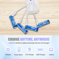 Batteries cylindriques rechargeables au lithium-ion 1,5 V à haute autonomie (2800 mWh) pour lampe torche, manette de jeu et télécommande