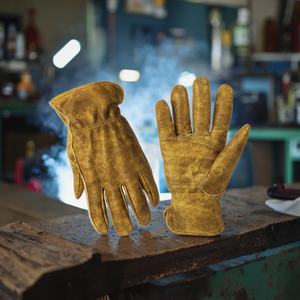 ถุงมือก่อสร้างขายส่ง หนังวัวแท้ กันลื่น ระบายอากาศได้ดี เนื้อสัมผัสเรียบ ทนทาน เหมาะสำหรับทำสวน เชื่อมโลหะ ขับรถ ทำงานในสวน - Product Image 2