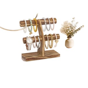 Solid Wood Jewelry Rack 3 Tier Desktop Bracelet Watch <b>Storage</b> Display Organizer For <b>Dressing</b> <b>Table</b> Top - Product Image 1