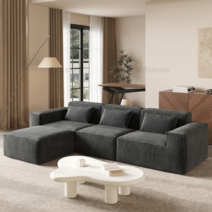 Sofá Modular Seccional ATUNUS de Terciopelo Negro, <span class=keywords><strong>Lavable</strong></span>, en Forma de U, para Sala de Estar, Oficina, Hotel - Product Image 1